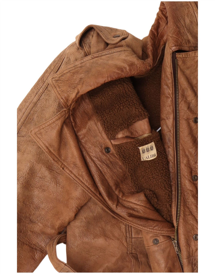 VINTAGE Military Læderjakke til mænd UK 42 XL Beige