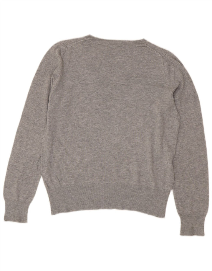 Marks & Spencer Dame Crop V-hals sweater UK 14 Medium Grey