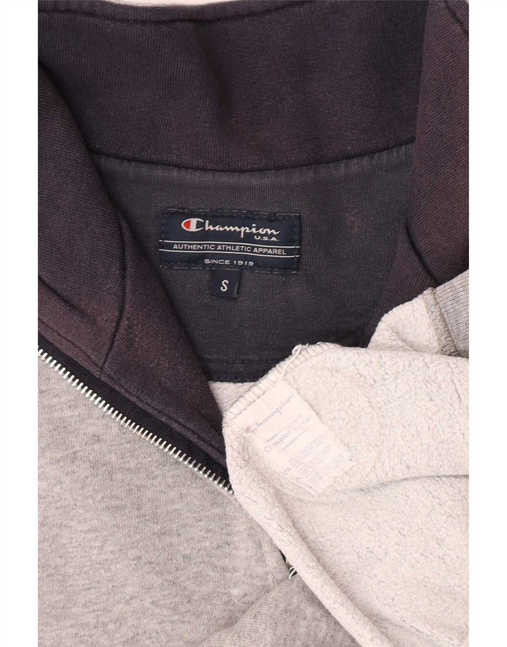 Champion Herre grafisk lynlås-hals sweatshirt jumper lille grå bomuld