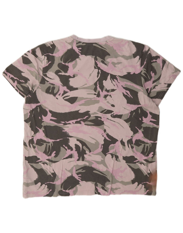Adidas Dame T-Shirt Top UK 20/22 XL Flerfarvet Camouflage Bomuld