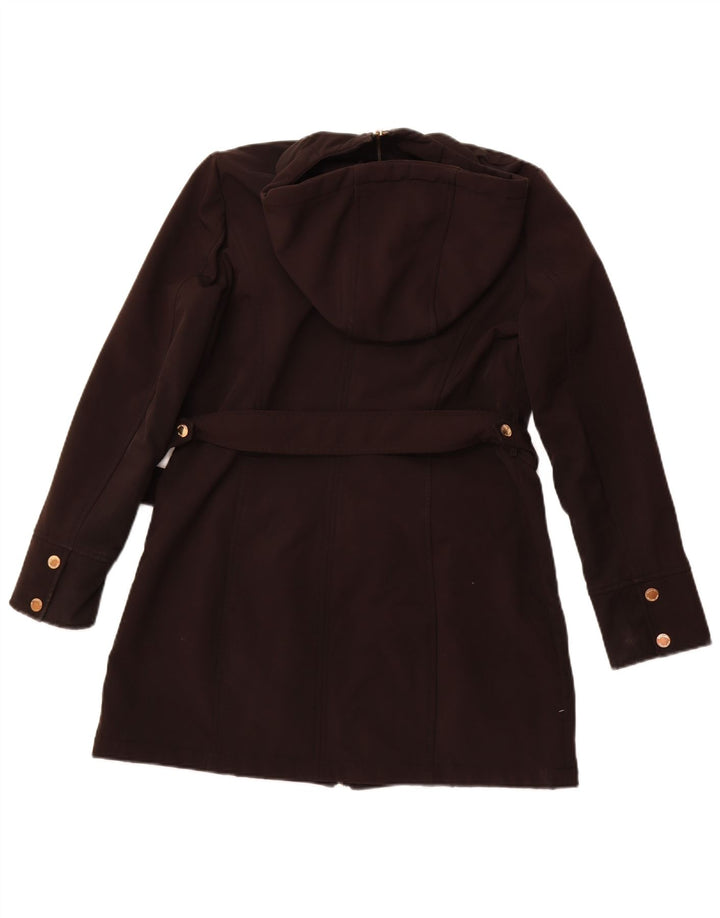 MICHAEL KORS Womens Hooded Overcoat UK 14 Medium Black Polyester