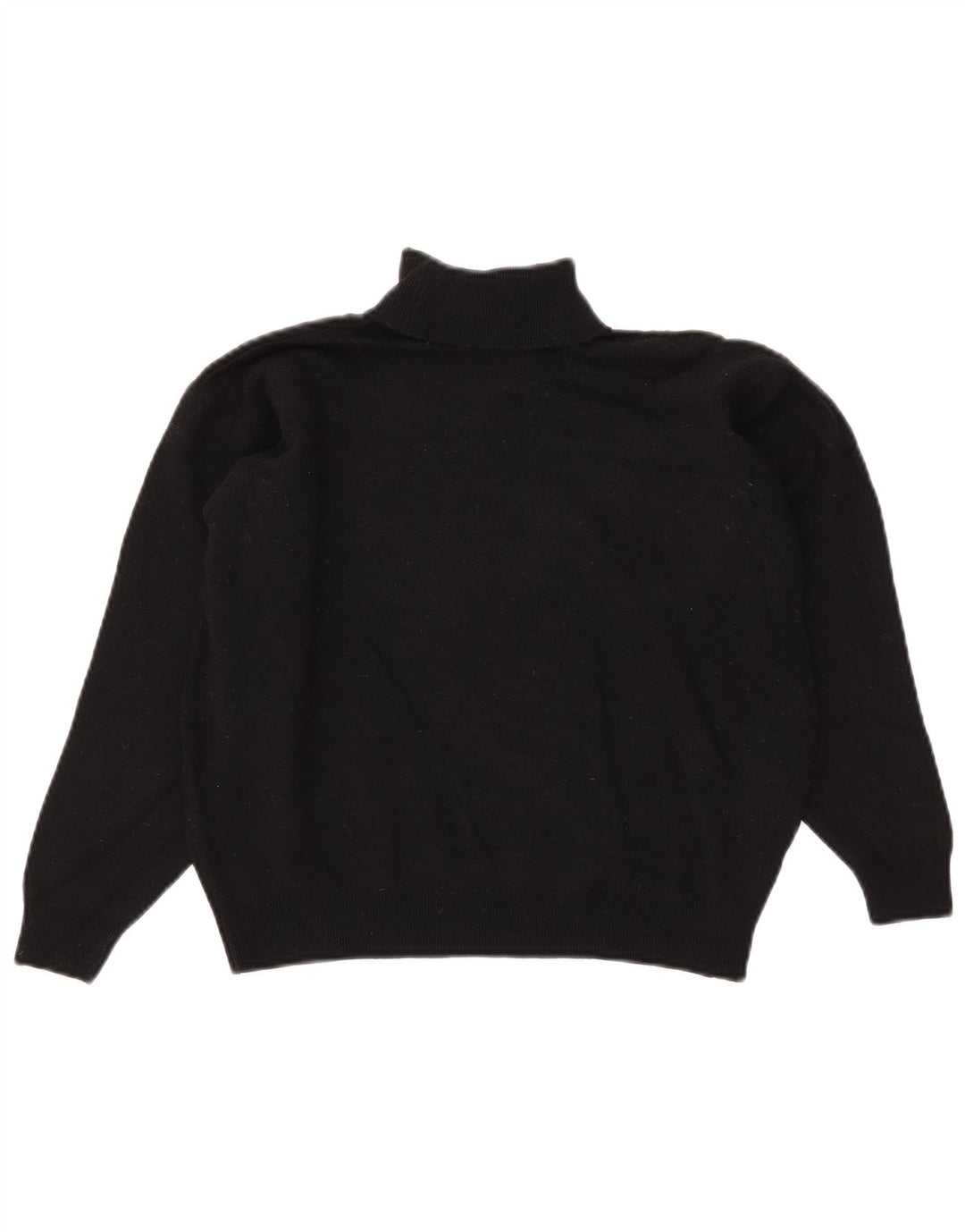 Marks & Spencer Dame Crop Roll Neck Jumper Sweater UK 14 Large Black Wool
