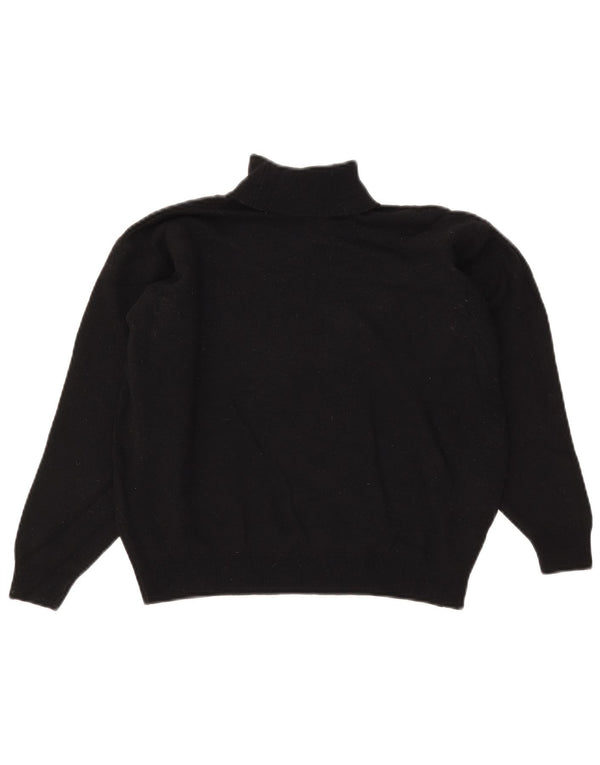 Marks & Spencer Dame Crop Roll Neck Jumper Sweater UK 14 Large Black Wool
