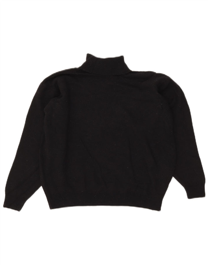 Marks & Spencer Dame Crop Roll Neck Jumper Sweater UK 14 Large Black Wool