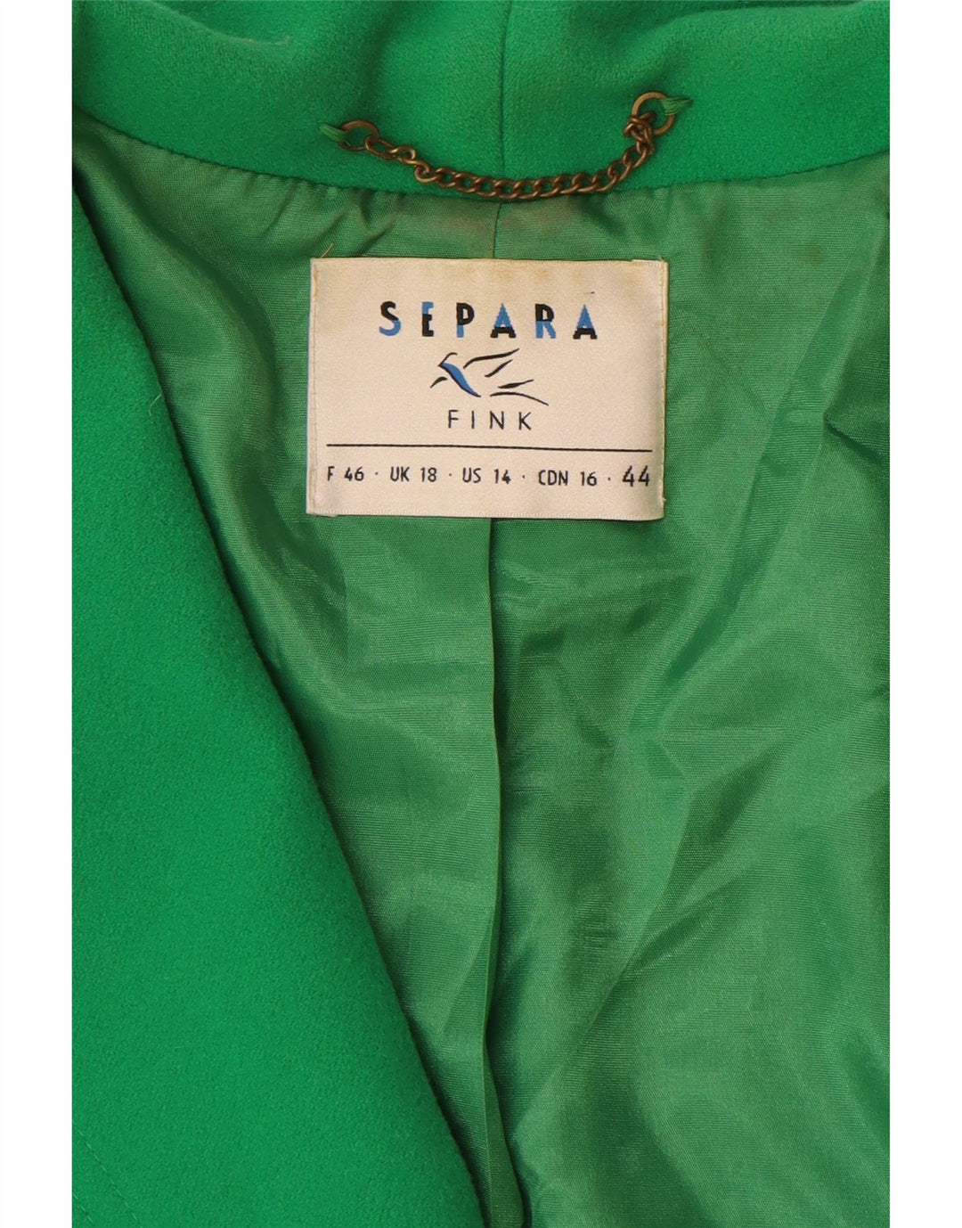 Separa Fink Dame 1 Knap Blazer Jacket UK 18 XL Grøn Uld