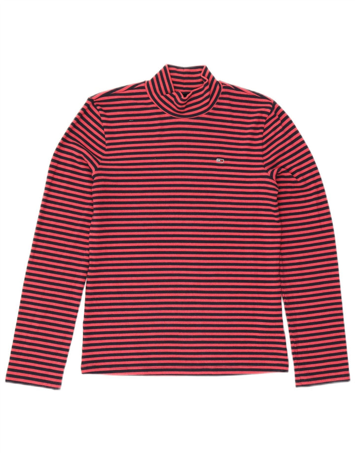 Tommy Hilfiger Dame Top Langærmet UK 14 Medium Pink Nålestribet Polyester
