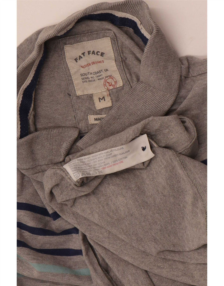 Fat Face Herre Polo Shirt Medium Grå Stribet Bomuld