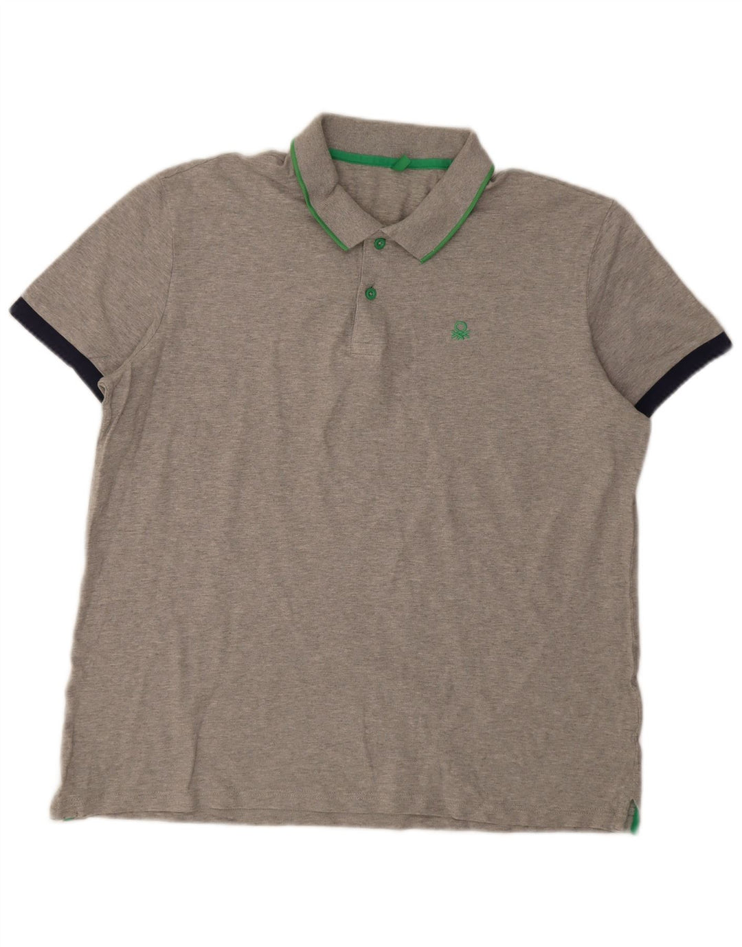 Benetton herre poloshirt 2XL grå bomuld