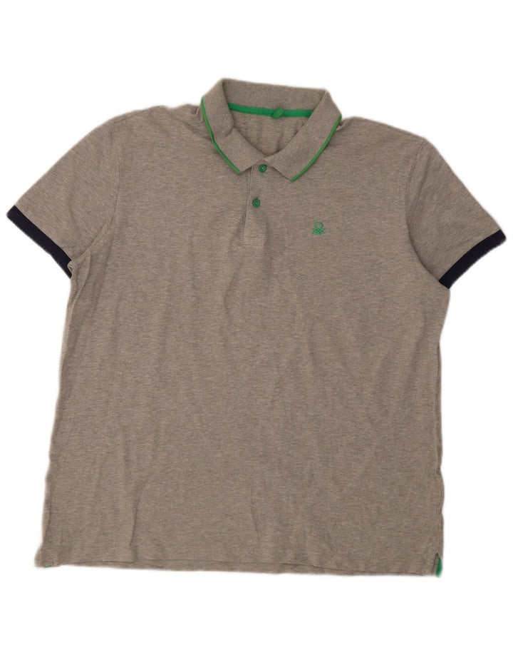Benetton herre poloshirt 2XL grå bomuld