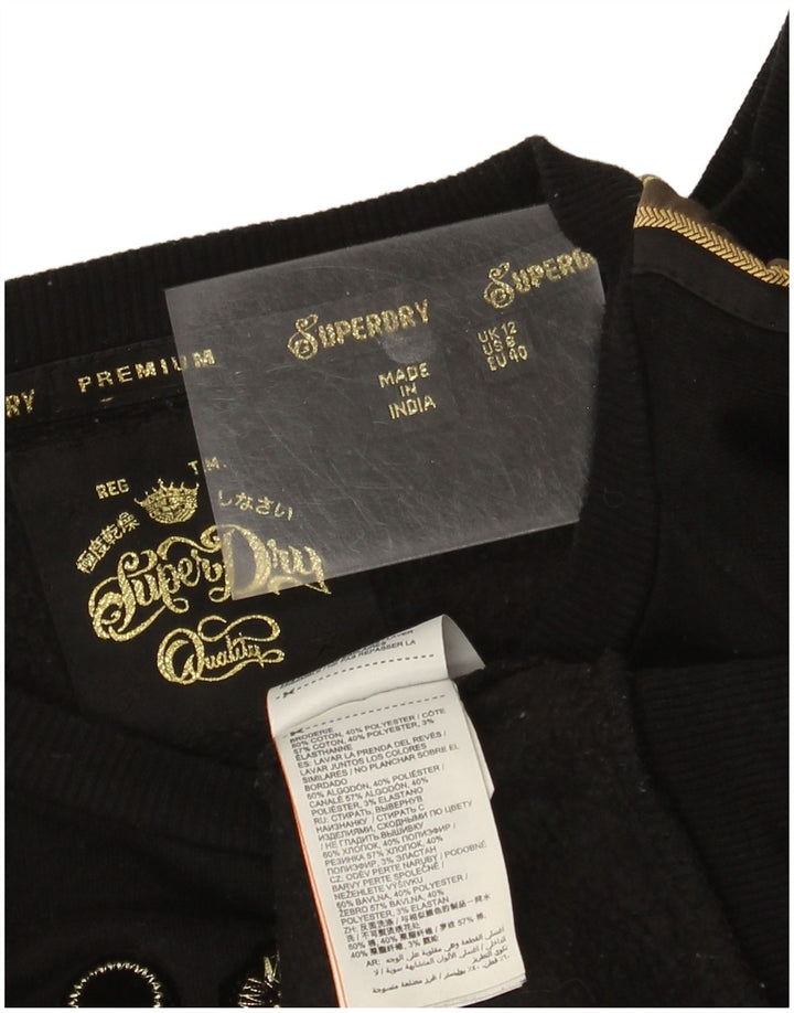 Superdry Graphic Sweatshirt Jumper UK 12 Medium Sort Bomuld