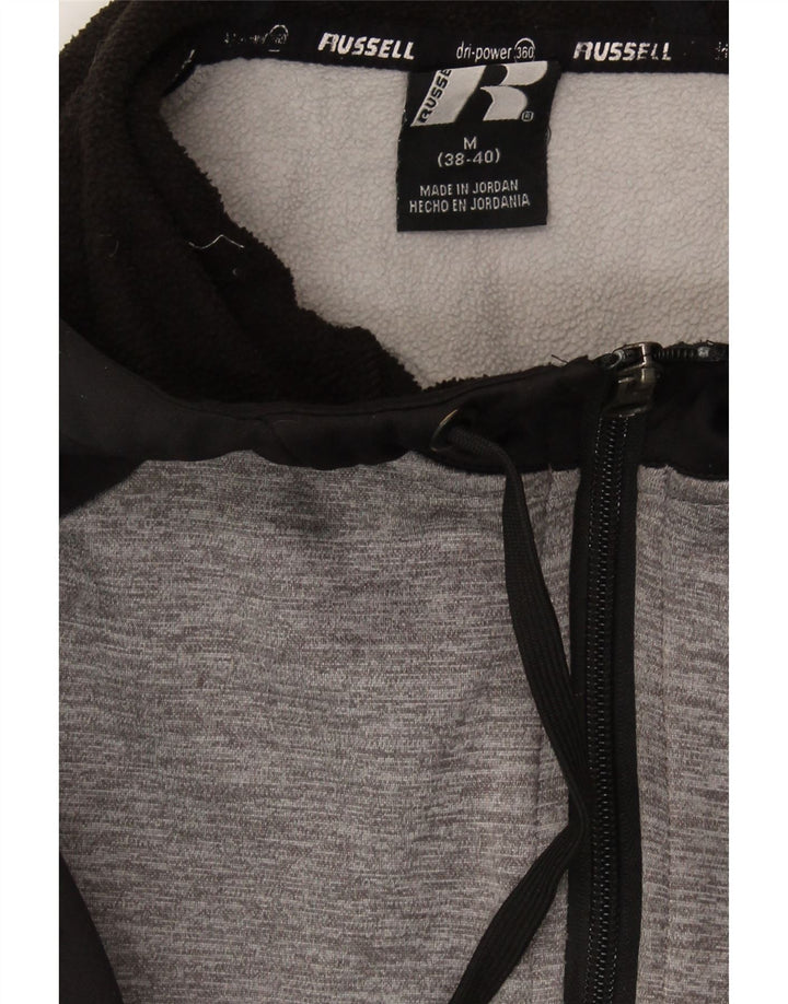 RUSSELL ATHLETIC Mens Zip Hoodie Sweater Medium Grey Colourblock Polyester Vintage Russell Athletic and Second-Hand Russell Athletic from Messina Hembry 