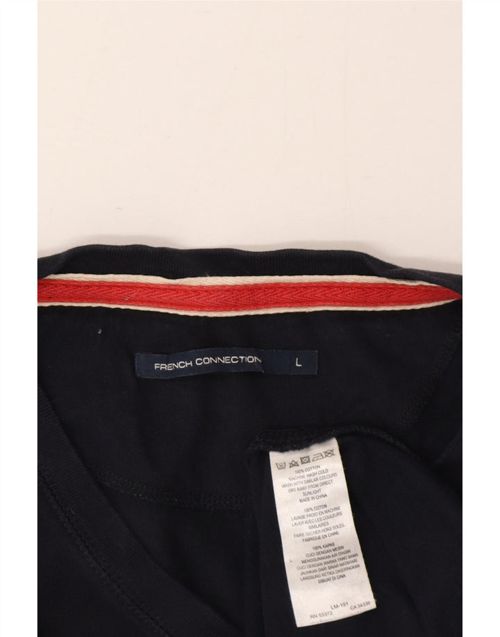 French Connection Herre grafisk T-shirt Top Stor marineblå bomuld