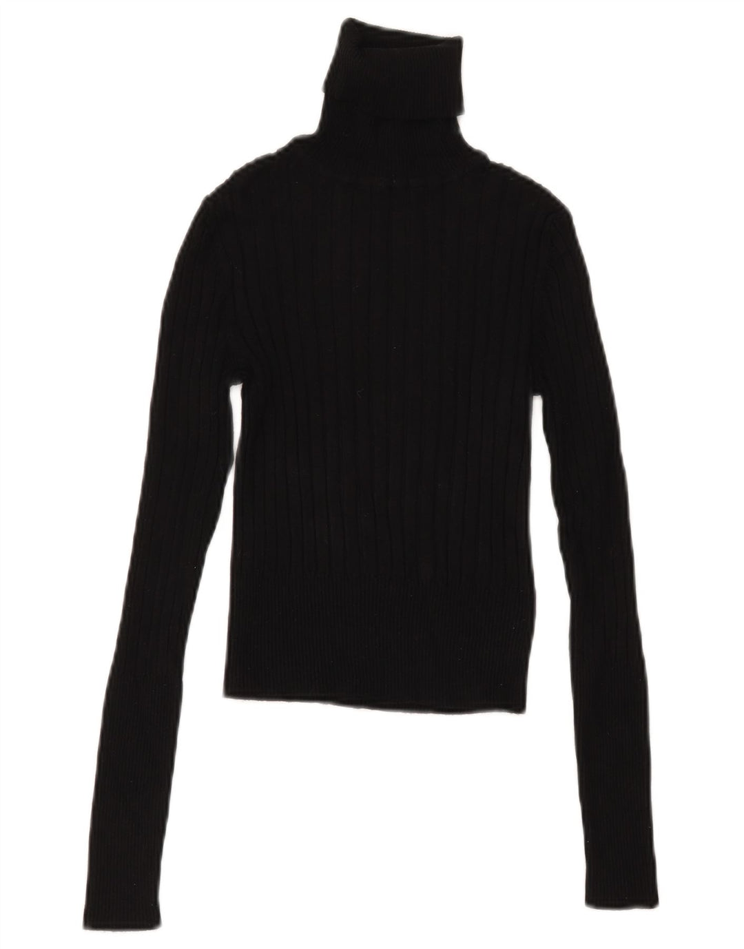 Zara Dame Crop Roll Neck Jumper Sweater UK 12 Medium Black