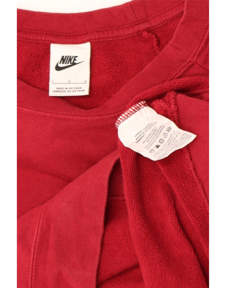 Nike Dame Oversized Sweatshirt Jumper UK 16 Stor Rød Bomuld