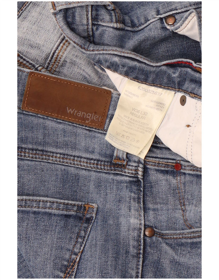 Wrangler Herre Regular Slim Jeans W36 L32 Blå Bomuld