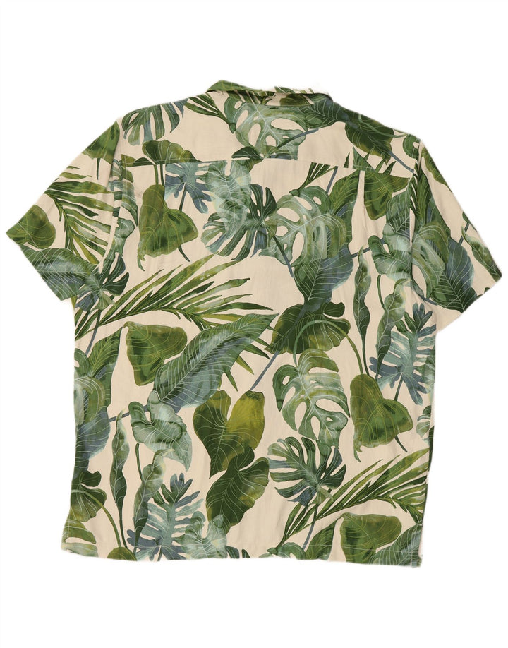 TOMMY BAHAMA Kortærmet Herreskjorte XL Beige Floral Silke