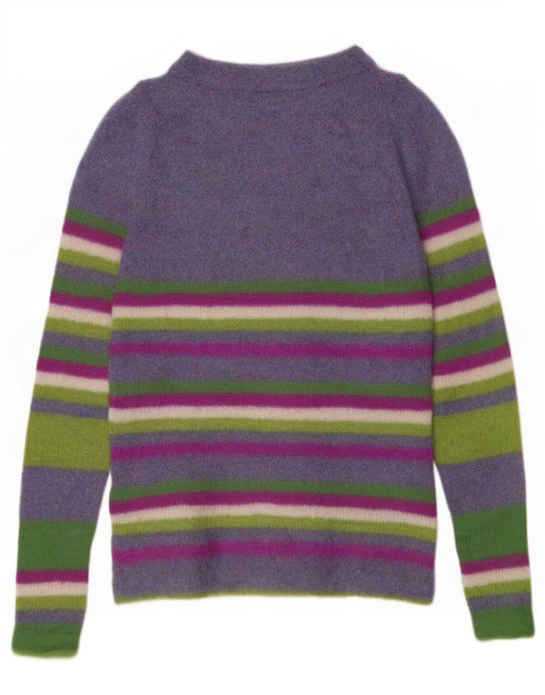 Vintage Dame Turtle Neck Jumper Sweater UK 12 Medium Lilla Stribet