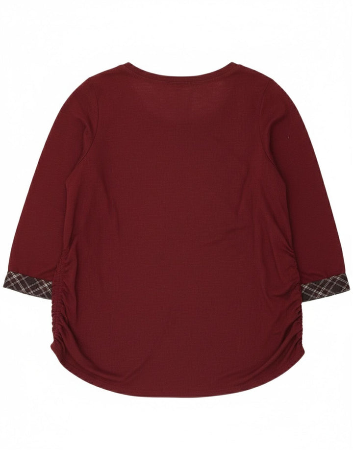Elle Dame 3/4 ærmet Tunika Top UK 20 2XL Burgundy Polyester