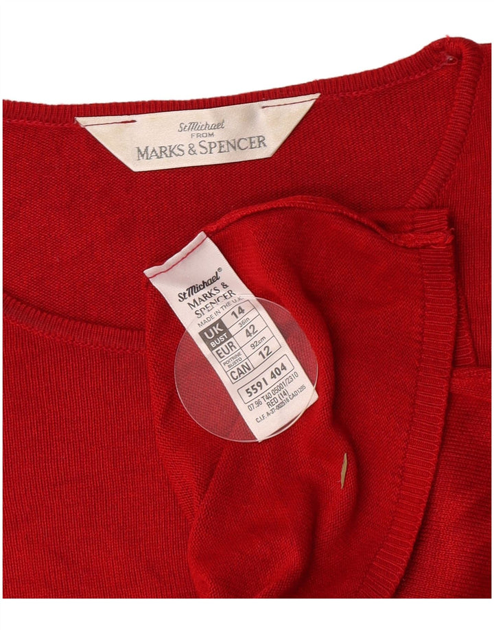 Marks & Spencer T-shirt top til kvinder DK 14 Stor rød viskose