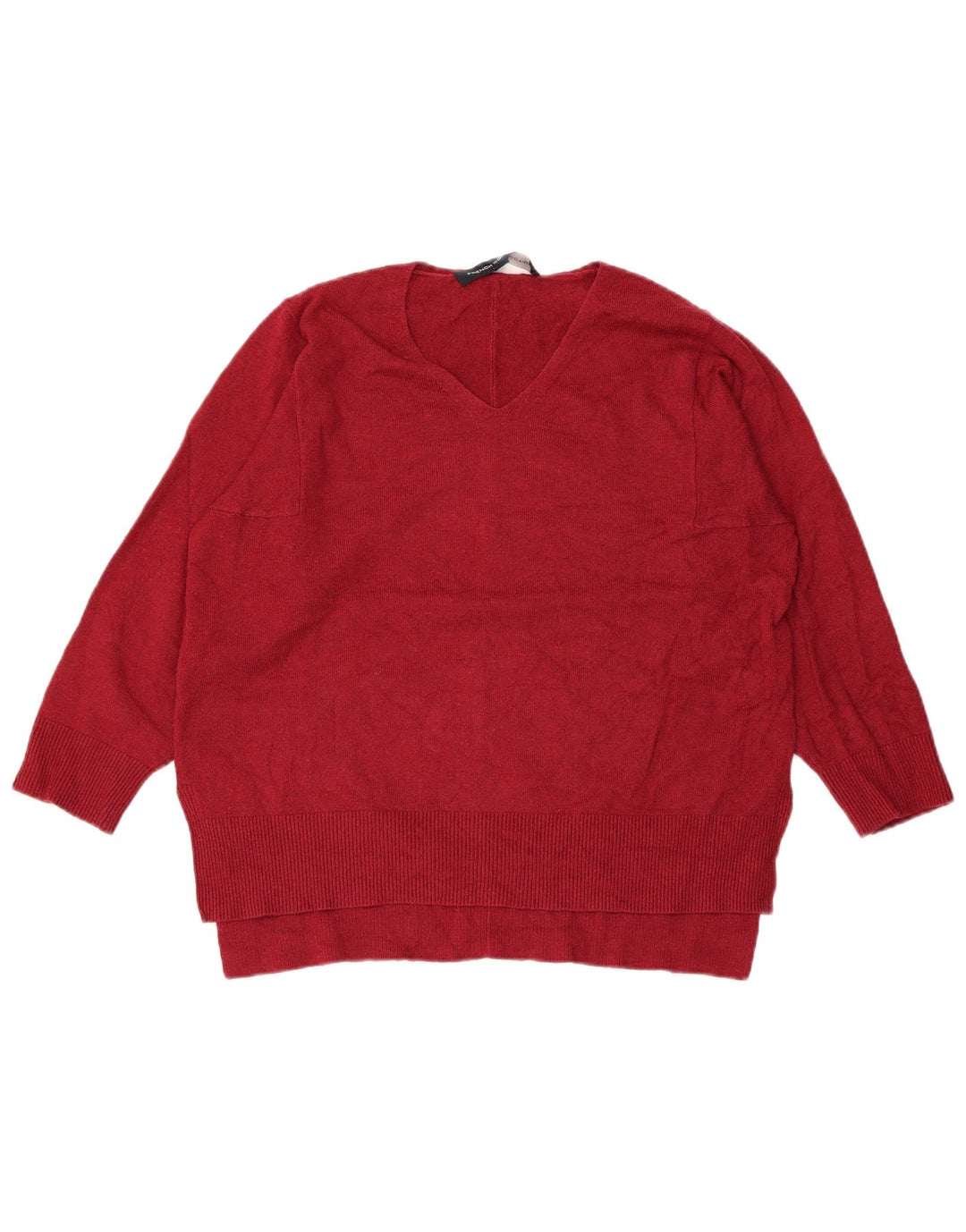 FRANSK FORBINDELSE Dame V-hals sweater UK 10 Small Burgundy