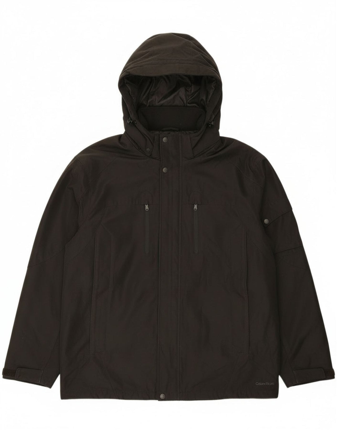 Calvin Klein Herre Hooded Windbreaker Jacket UK 40 Large Black Polyester