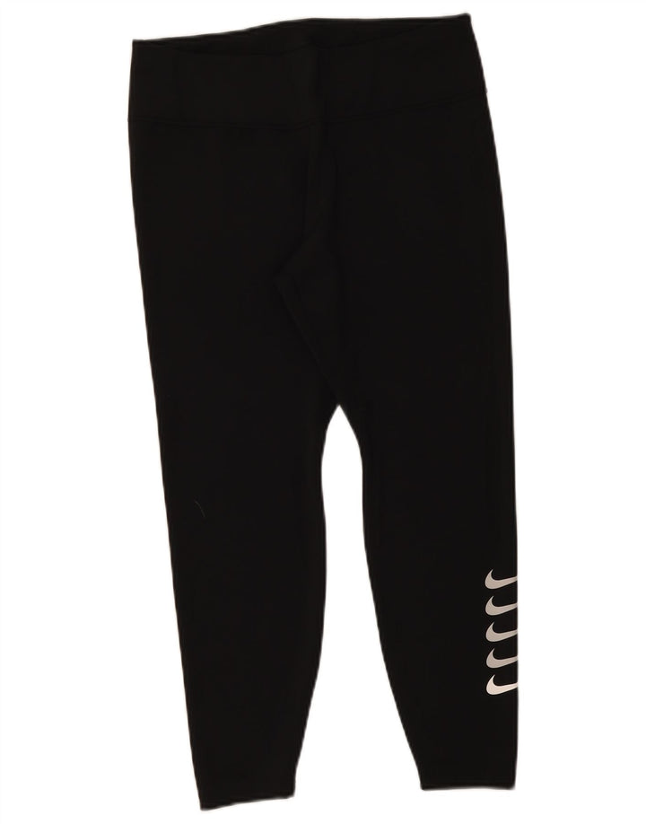 Nike Dame Dri Fit Graphic Crop Leggings UK 14 Large Black Polyester