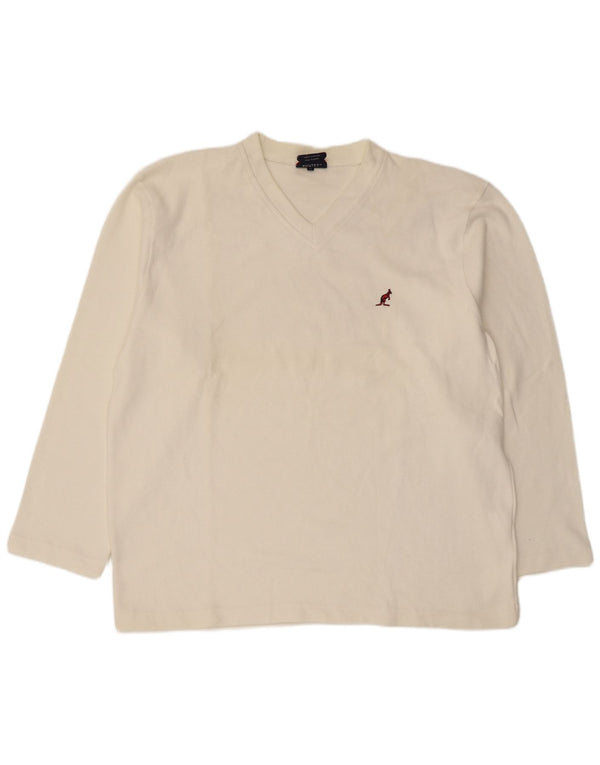 AUSTRALIAN L'ALPINA Herre V-hals sweater IT 56 2XL Hvid Bomuld