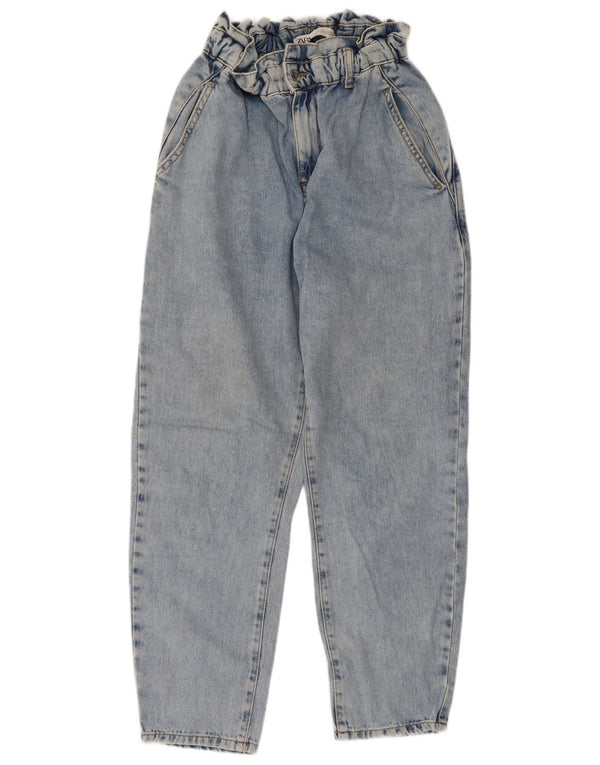 Zara Dame Højtaljede tilspidsede Jeans EU 34 2XS W24 L25 Blå Bomuld