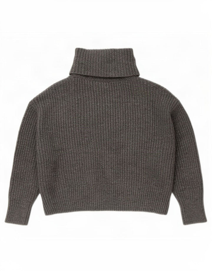 Zara Dame Oversized Roll Neck Jumper Sweater UK 14 Medium Grå Akryl