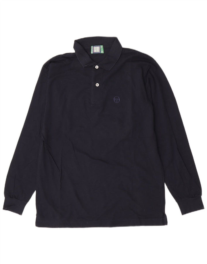 Sergio Tacchini Langærmet herre poloshirt IT 50 Mellem marineblå bomuld
