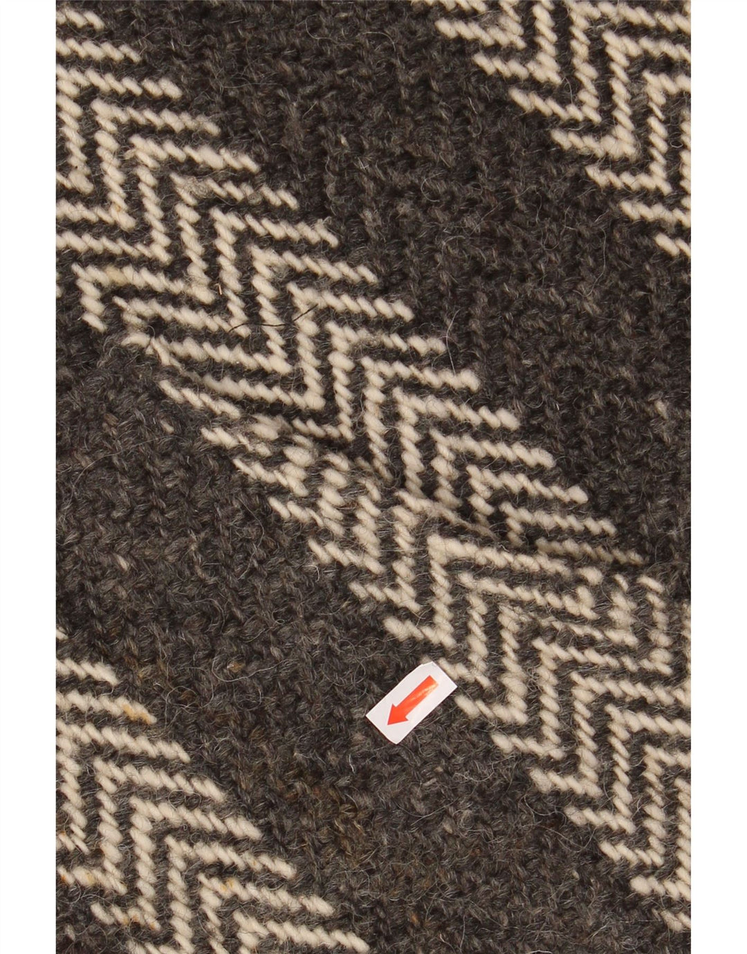 VINTAGE Herre Polo Neck Jumper Sweater XL Grå Chevron Aztec