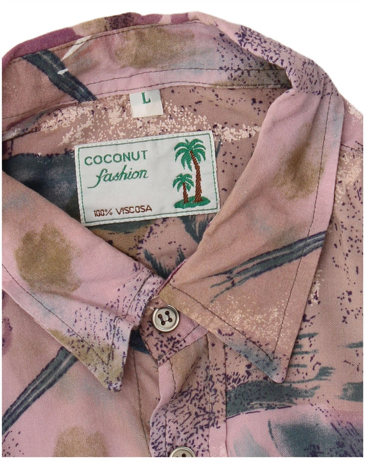 Coconut Herre kortærmet skjorte Stor flerfarvet Patchwork Viscose