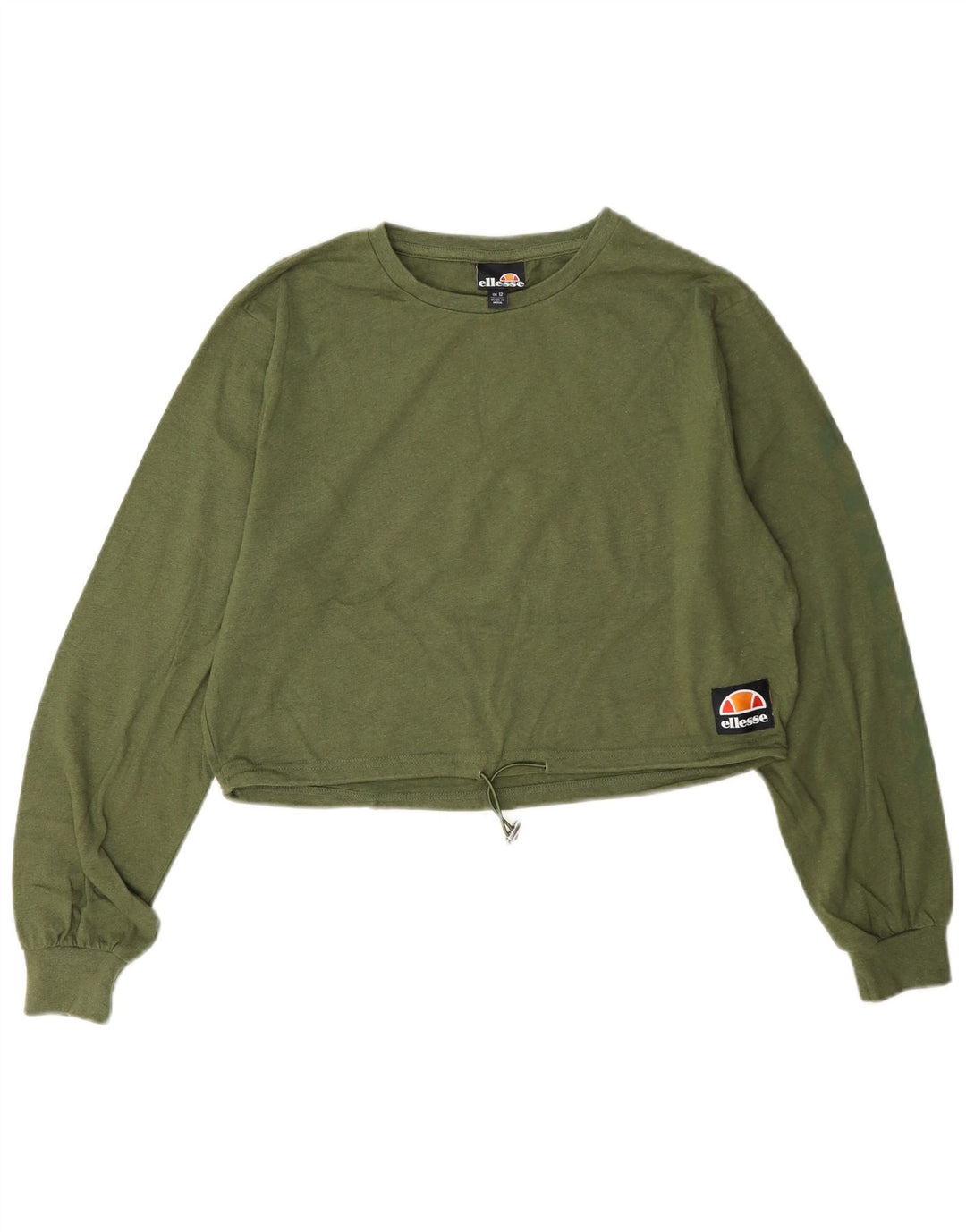 Ellesse Womens Crop Top Langærmet UK 12 Medium Green Bomuld