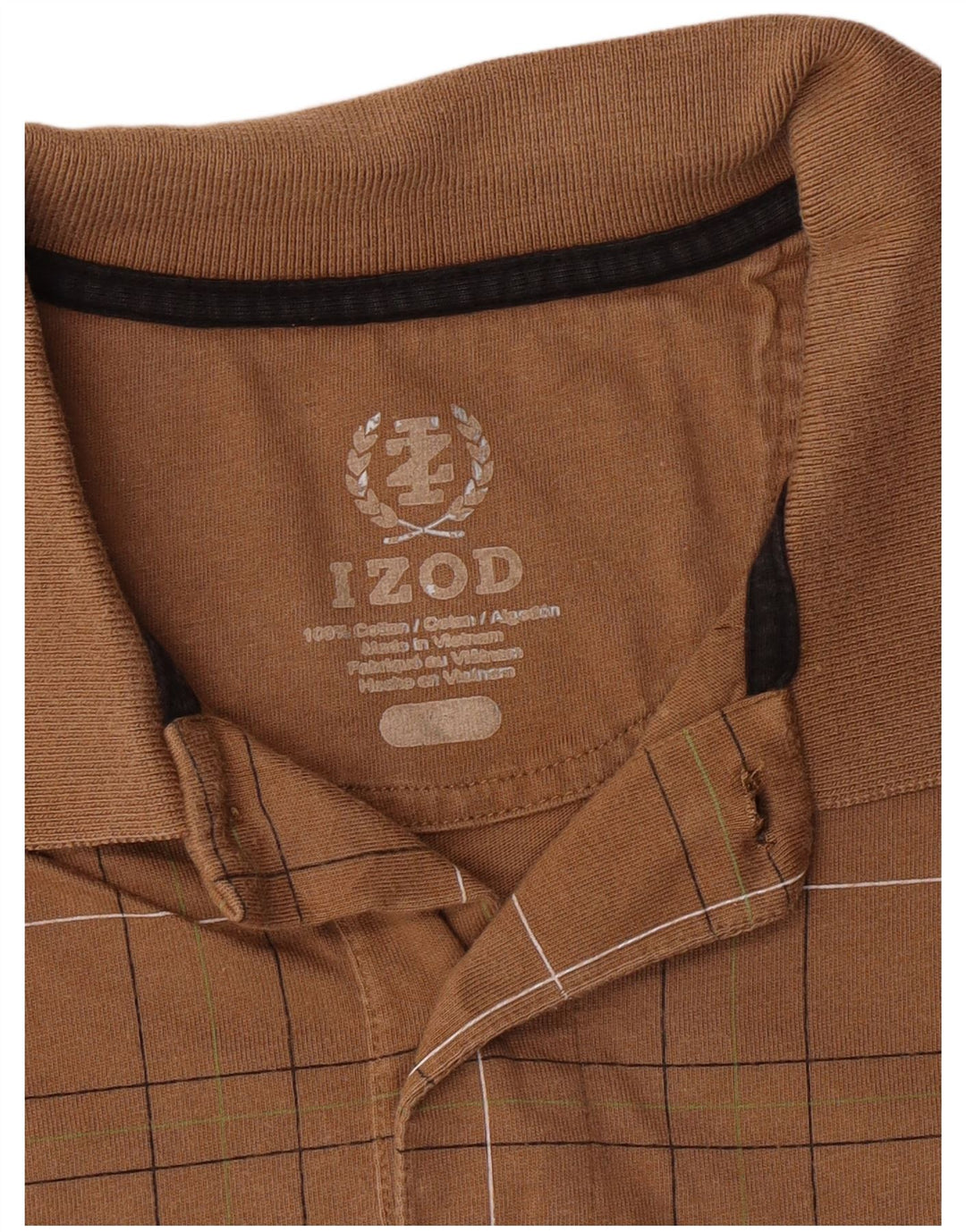 Izod herre poloshirt Medium brun geometrisk bomuld