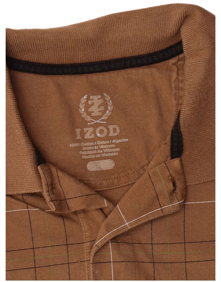 Izod herre poloshirt Medium brun geometrisk bomuld