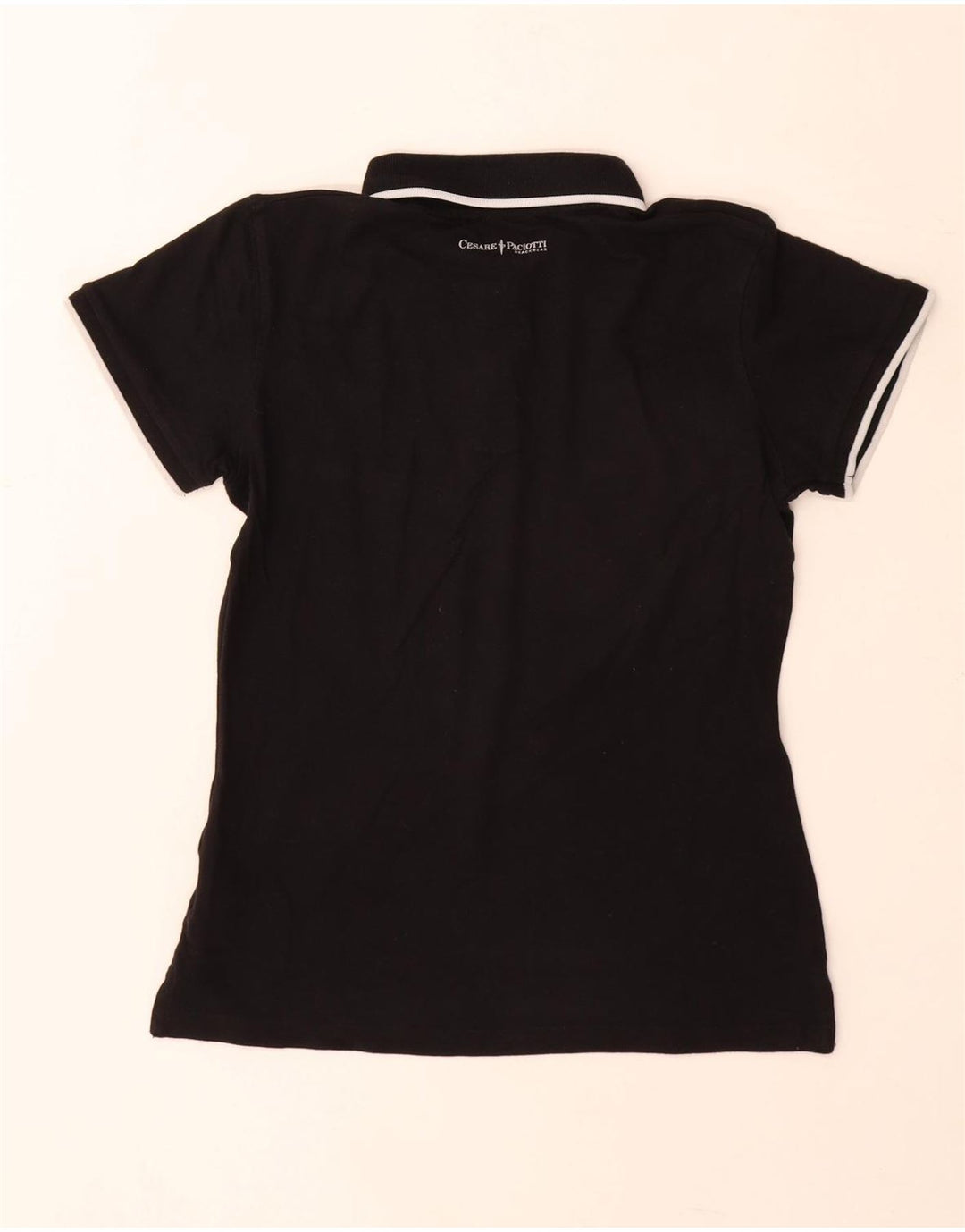 Cesare Paciotti Dame Polo Shirt UK 12 Medium Sort Bomuld
