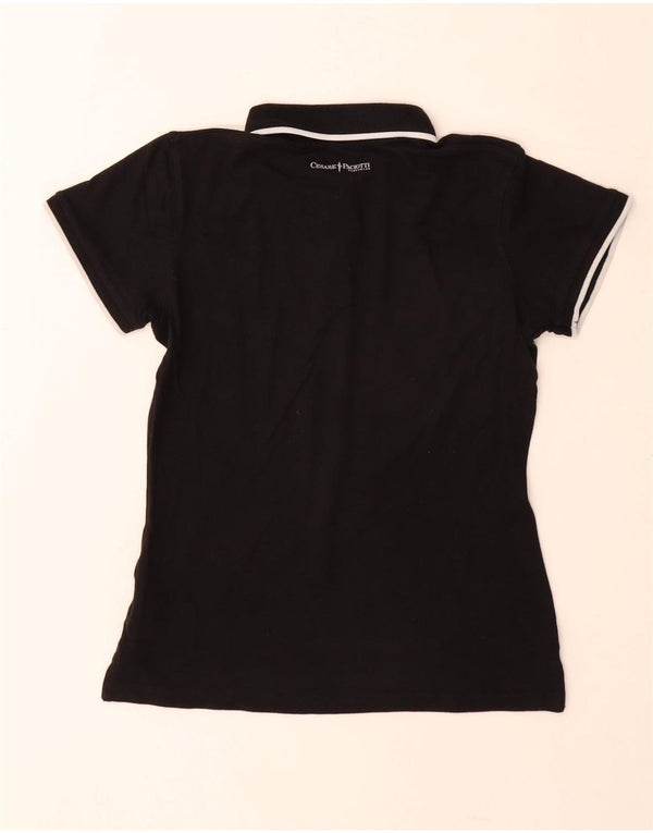 Cesare Paciotti Dame Polo Shirt UK 12 Medium Sort Bomuld