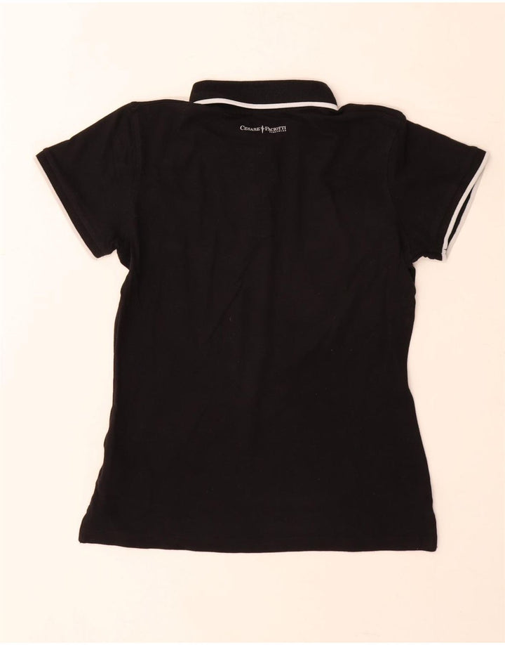 Cesare Paciotti Dame Polo Shirt UK 12 Medium Sort Bomuld