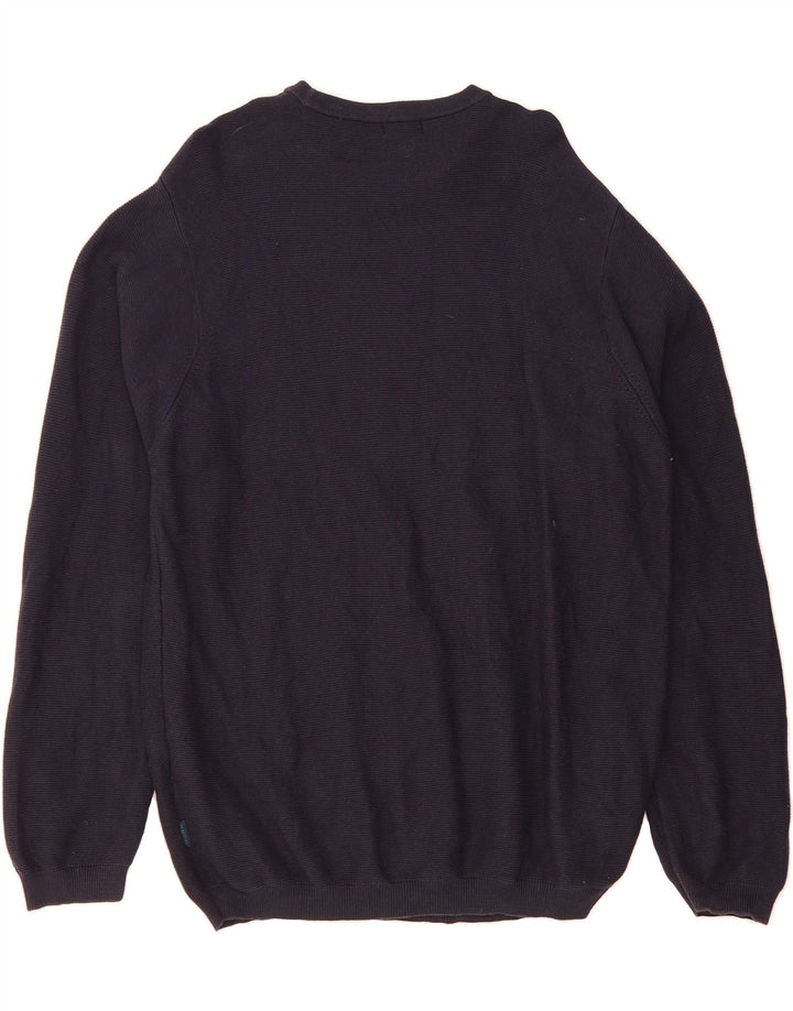 IZOD Mens Crew Neck Jumper Sweater Large Navy Blue Cotton Vintage Izod and Second-Hand Izod from Messina Hembry 