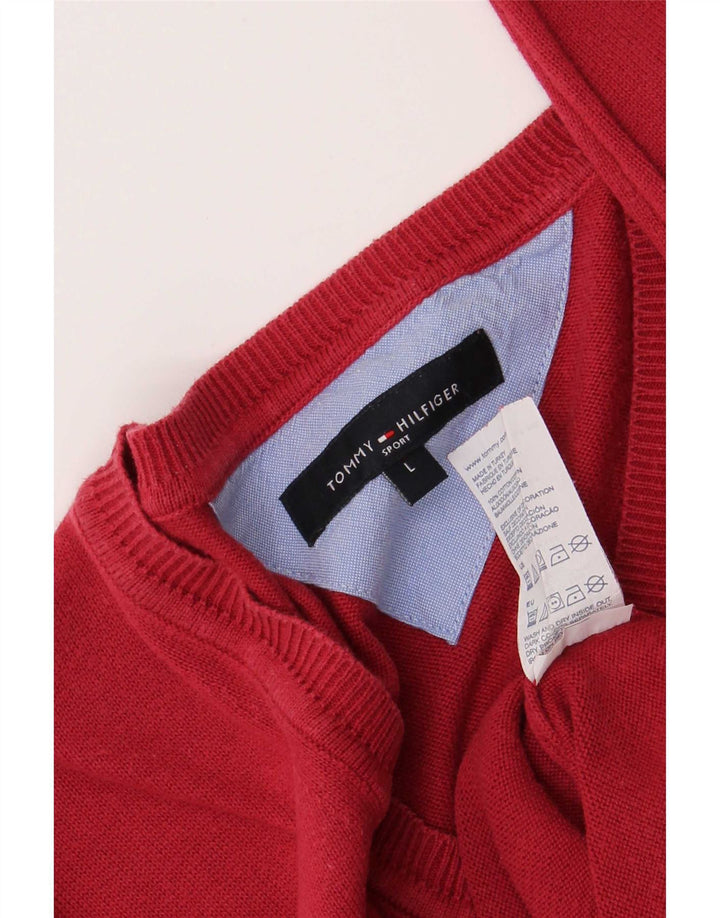 Tommy Hilfiger Herre V-hals sweater Stor rød bomuld