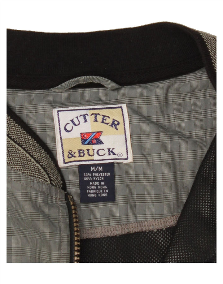 CUTTER & BUCK Mens Bomber Jacket UK 38 Medium Grey Check Polyester Vintage Cutter & Buck and Second-Hand Cutter & Buck from Messina Hembry 