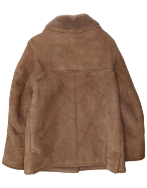 Vintage Dame Oversized Shearling Jacket IT 36 XS Brunt lammeskind