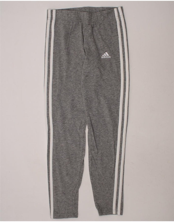 ADIDAS Girls Leggings 11-12 Years Grey Cotton Vintage Adidas and Second-Hand Adidas from Messina Hembry 