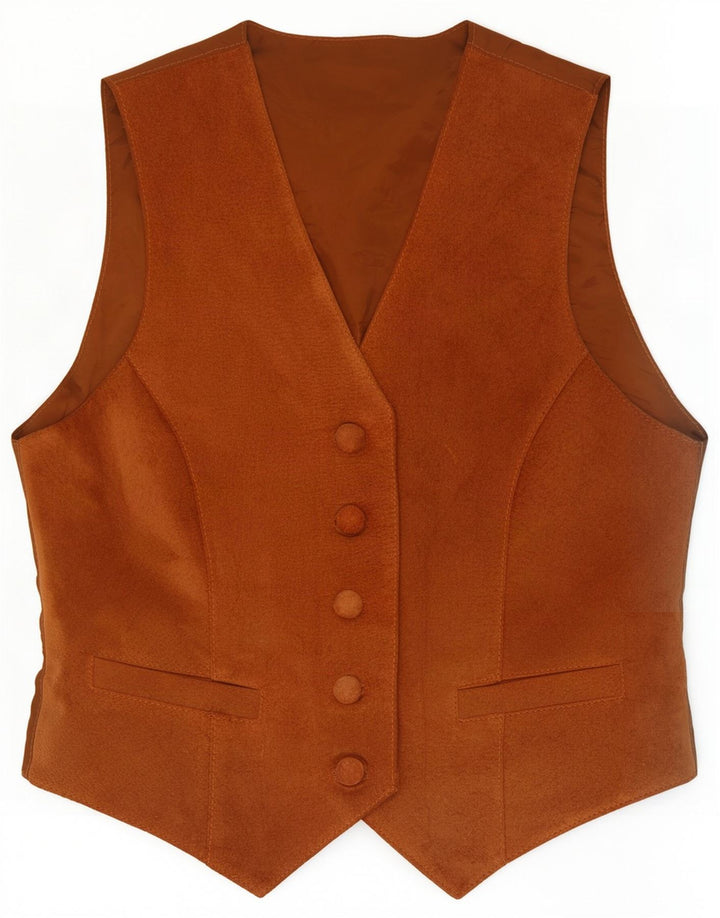 Vintage dame ruskind vest UK 12 medium beige læder