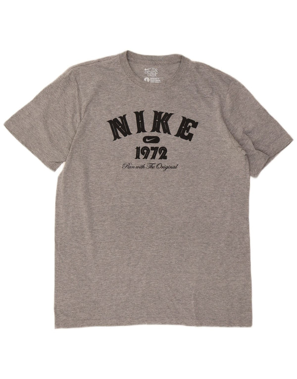 Nike Herre Regular Fit Grafisk T-Shirt Top Stor Grå Flecked