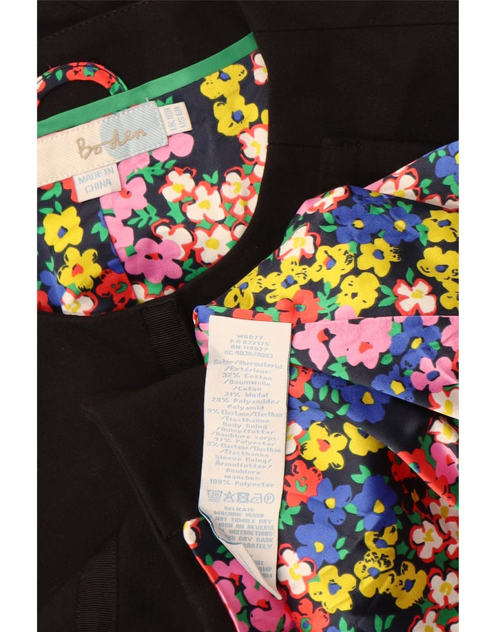BODEN Dame Blazer Jacket UK 10 Small Black Bomuld