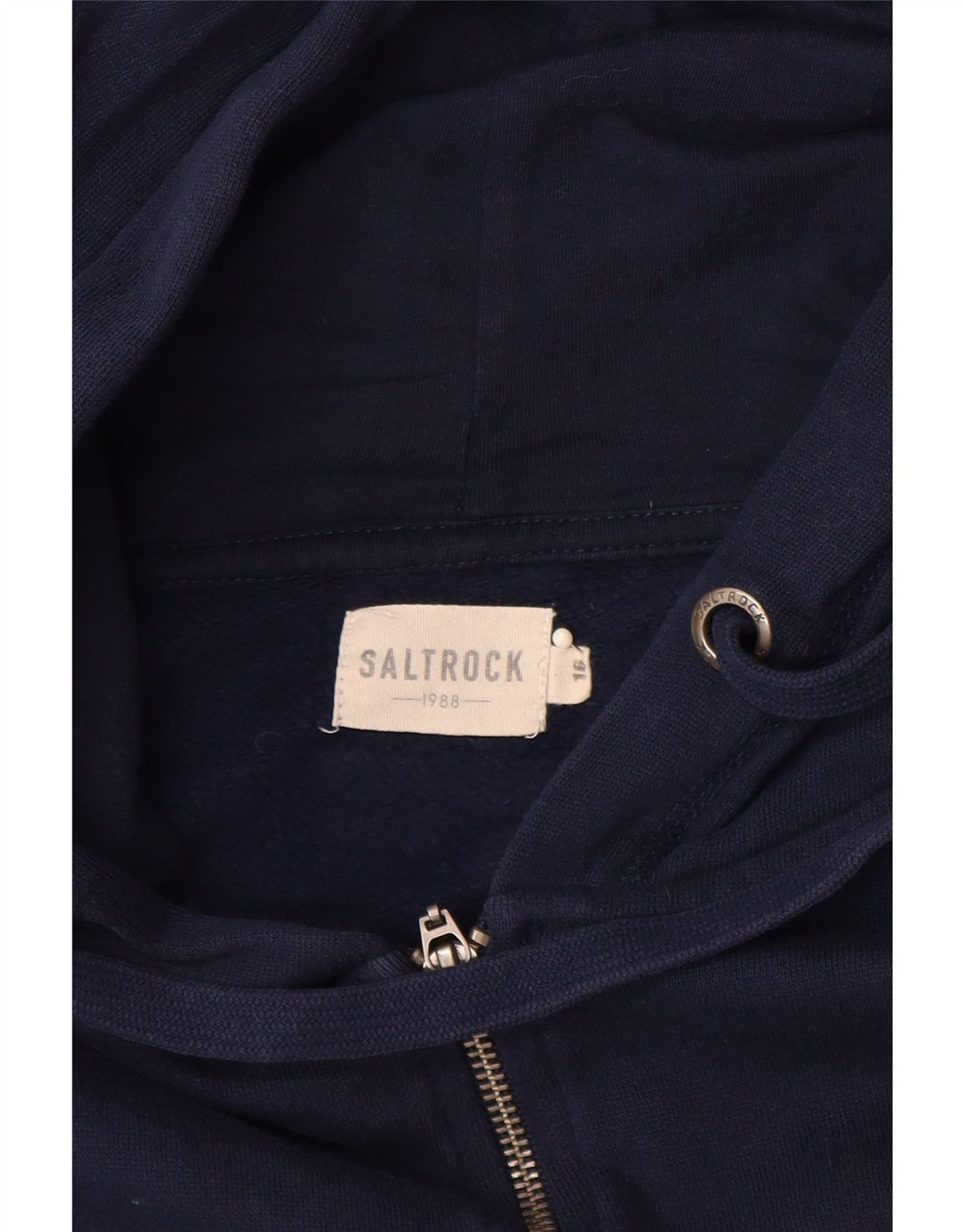 SALTROCK Dame Oversized grafisk hættetrøje Sweater med lynlås UK 16 Large Navy Blue