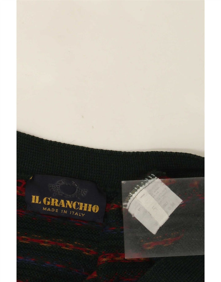 Il Granchio Herre Cardigan Sweater Medium Grøn Stribet Uld