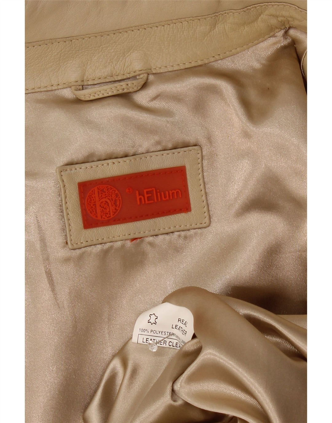 Helium Dame Crop Læderjakke UK 14 Medium Beige Læder
