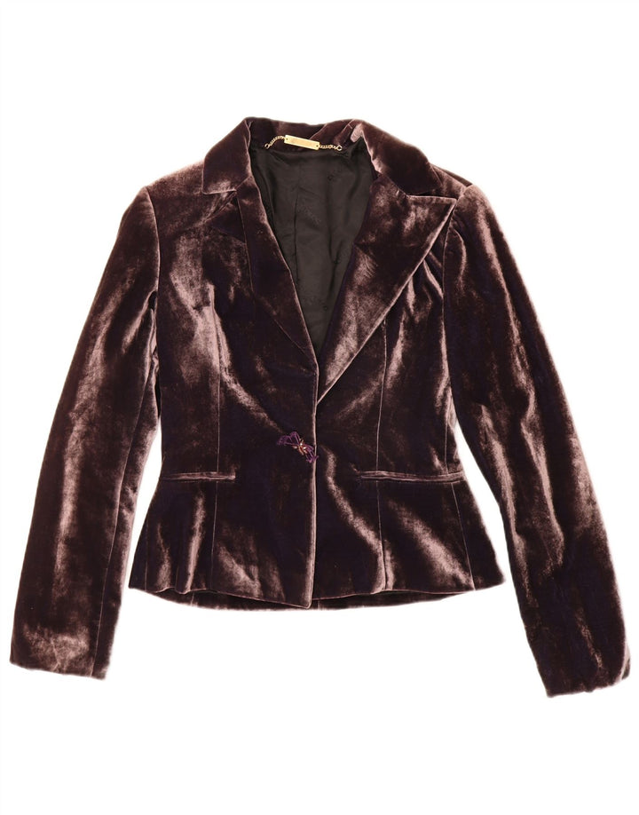 Sonia Fortuna Dame 1 Knap Velvet Blazer Jacket IT 42 Medium Lilla